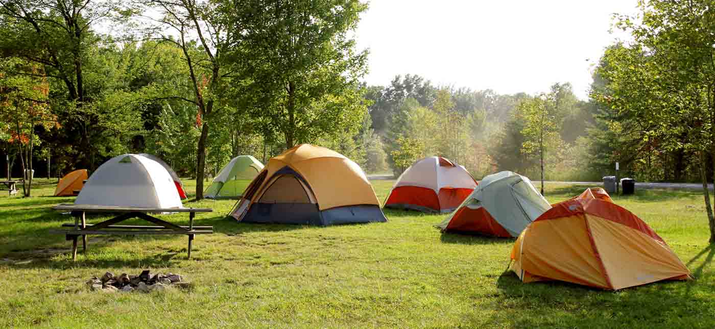 Tents set up for camping atop Wonderland Mountain.