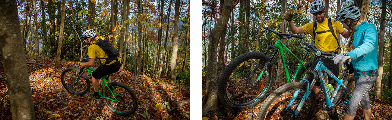 West Virginia mountain bike tours with ACE Adventure resort on single track trail in the New River Gorge.