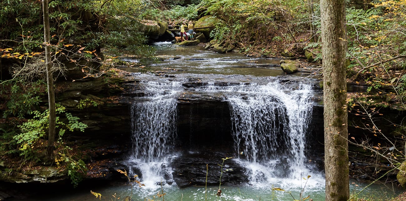 Waterfall photo during hiking tour