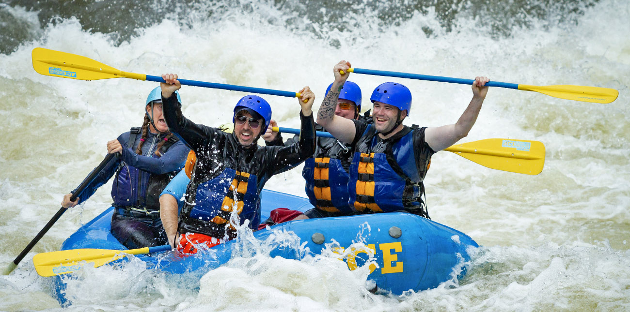 Rafting class V whitewater rapids on the Upper Gauley River with ACE Adventure Resort in West Virginia.