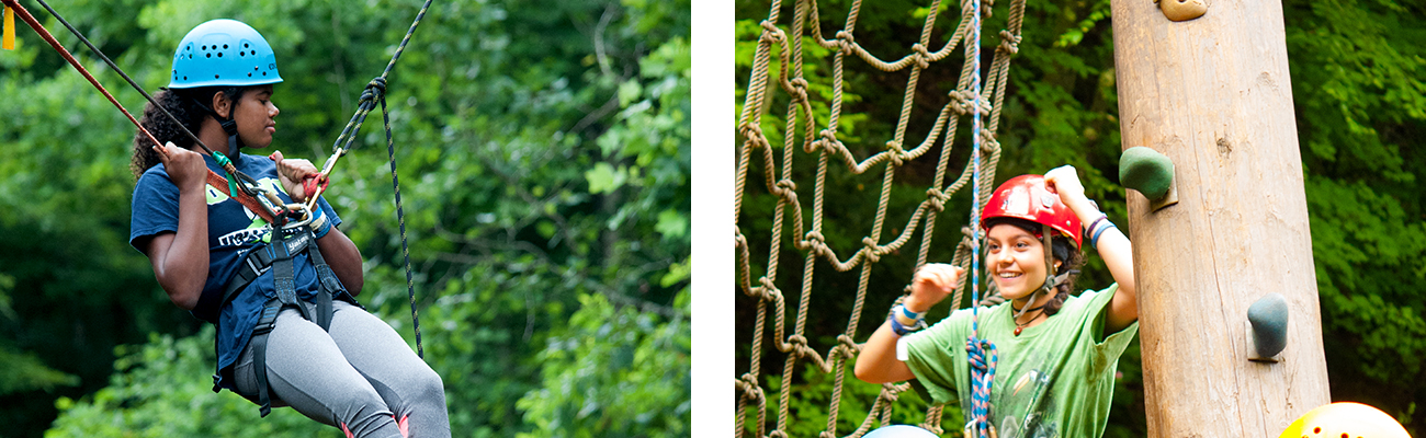 High ropes and low ropes challenge course for groups and scouts, available during GIRL Fest 2019 at ACE Adventure Resort in West Virginia.