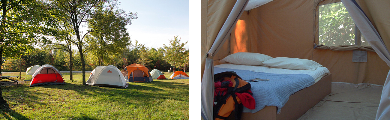 Tent camping at ACE campground, and upgrades to cabin tents for GIRL Fest 2019, at ACE Adventure Resort in WV.