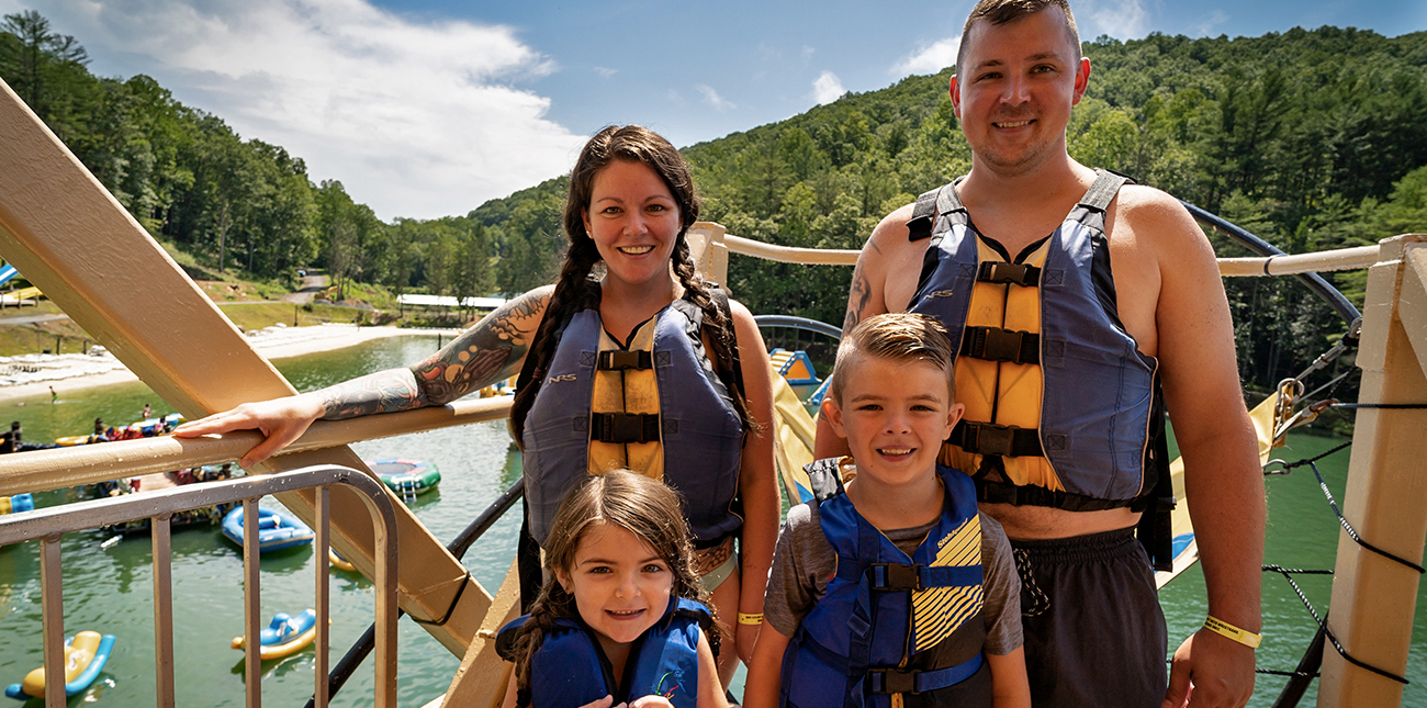 A family enjoys the day out at Wonderland Waterpark at ACE Adventure Resort in the New River Gorge.