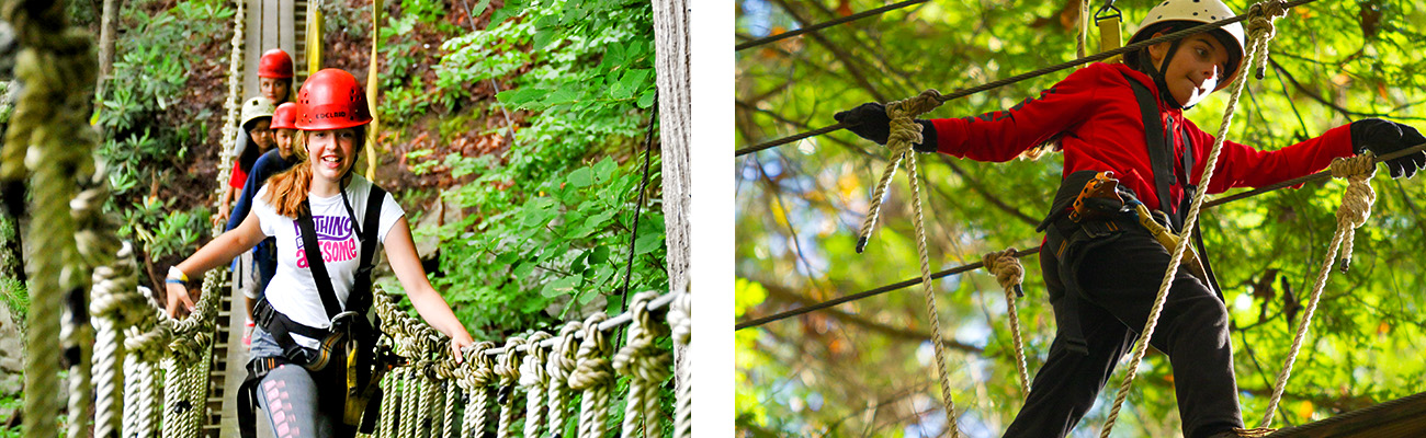 STEM students study ecology with a zip line canopy tour in ACE Adventure Resort's outdoor classroom in the New River Gorge, West Virginia.