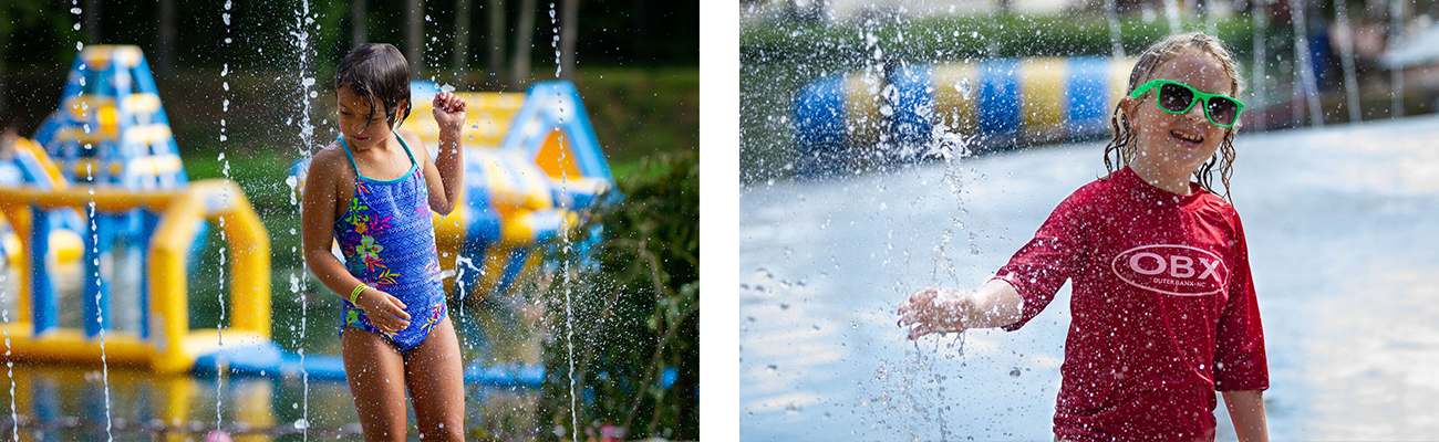 Playing in the water on the splash pad at ACE Adventure Resort in Oak Hill, WV.