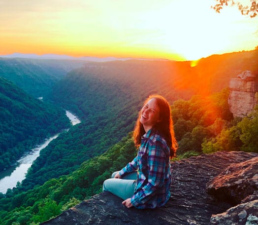 Girl laughing at the New River Gorge