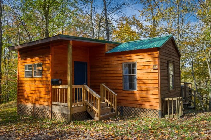 An exterior shot of the Laurel Cottage one of the most popular West Virginia rental cabins in the New River Gorge.