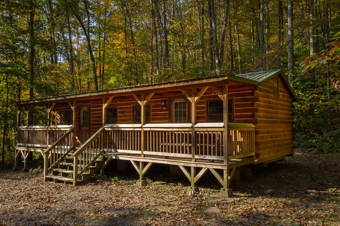 An exterior shot of the affordable bunkhouse a west virginia cabin rental at ACE for groups.