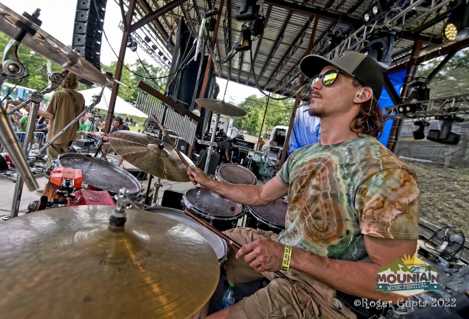 Drummer on stage at festival