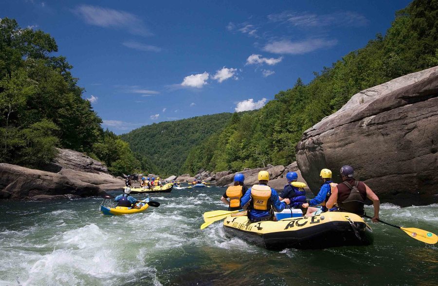 ACE guests paddle the Gauley River during a Summer Gauley trip.