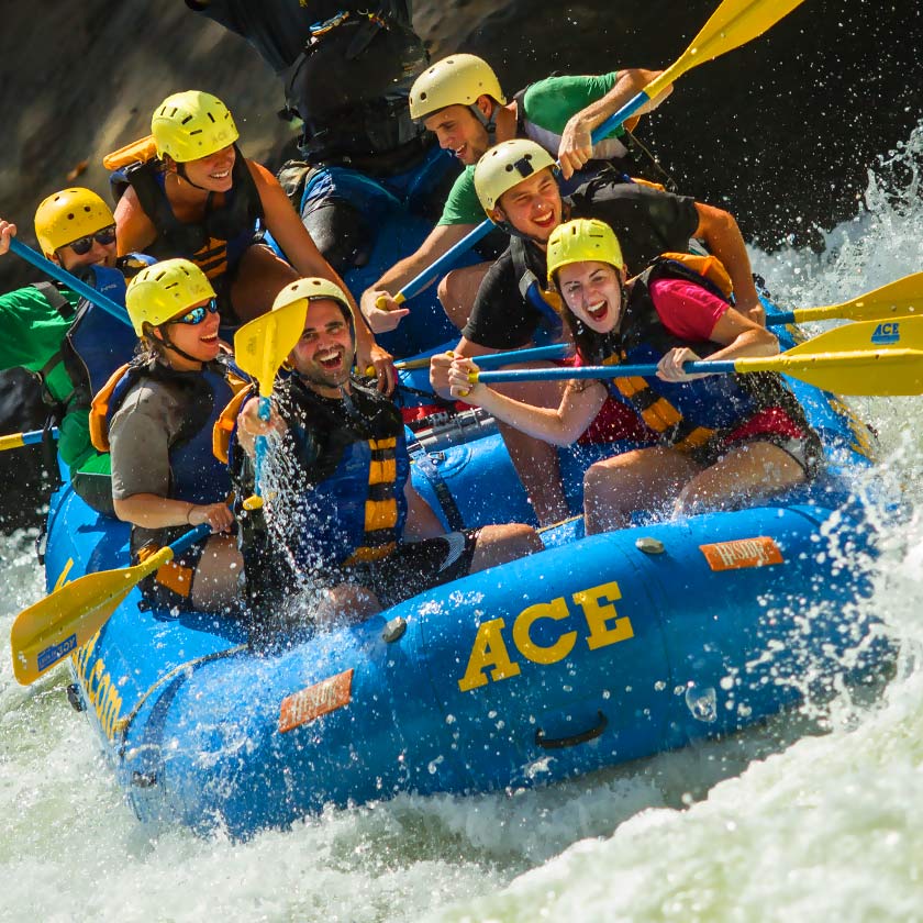Guests enjoy whitewater rafting