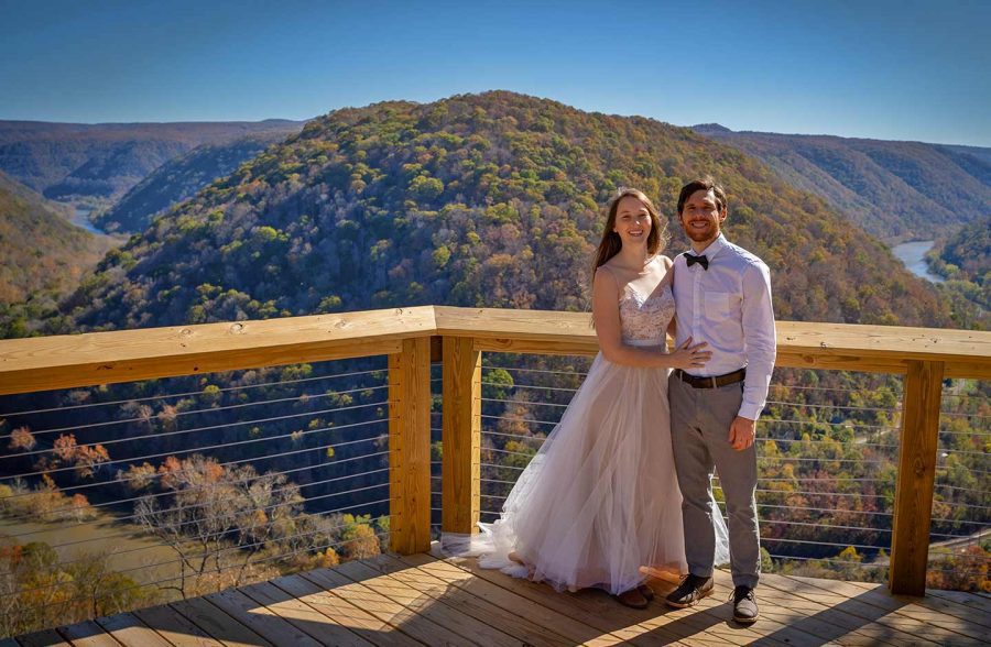 Couple celebrating elopement