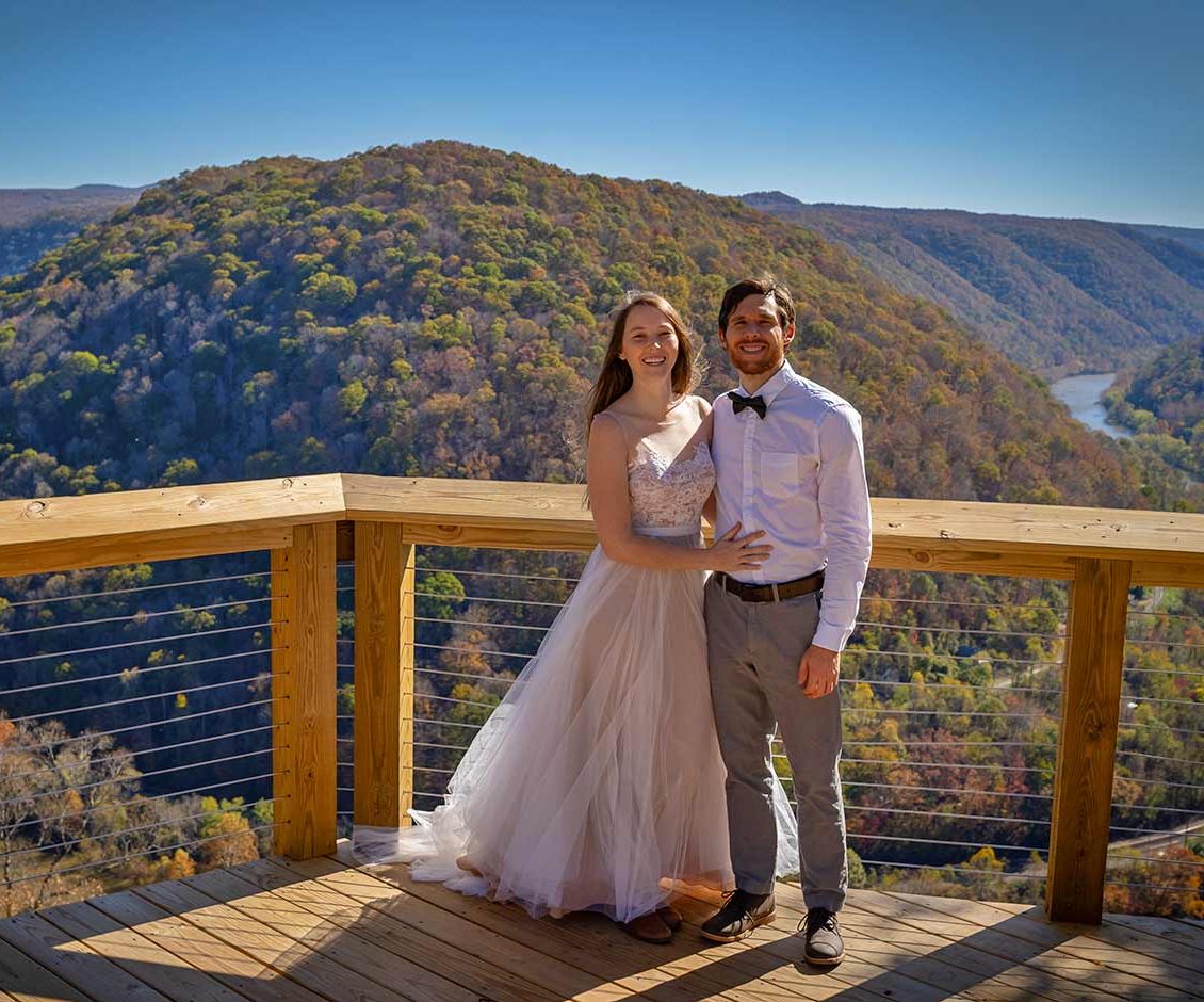 Couple celebrating elopement