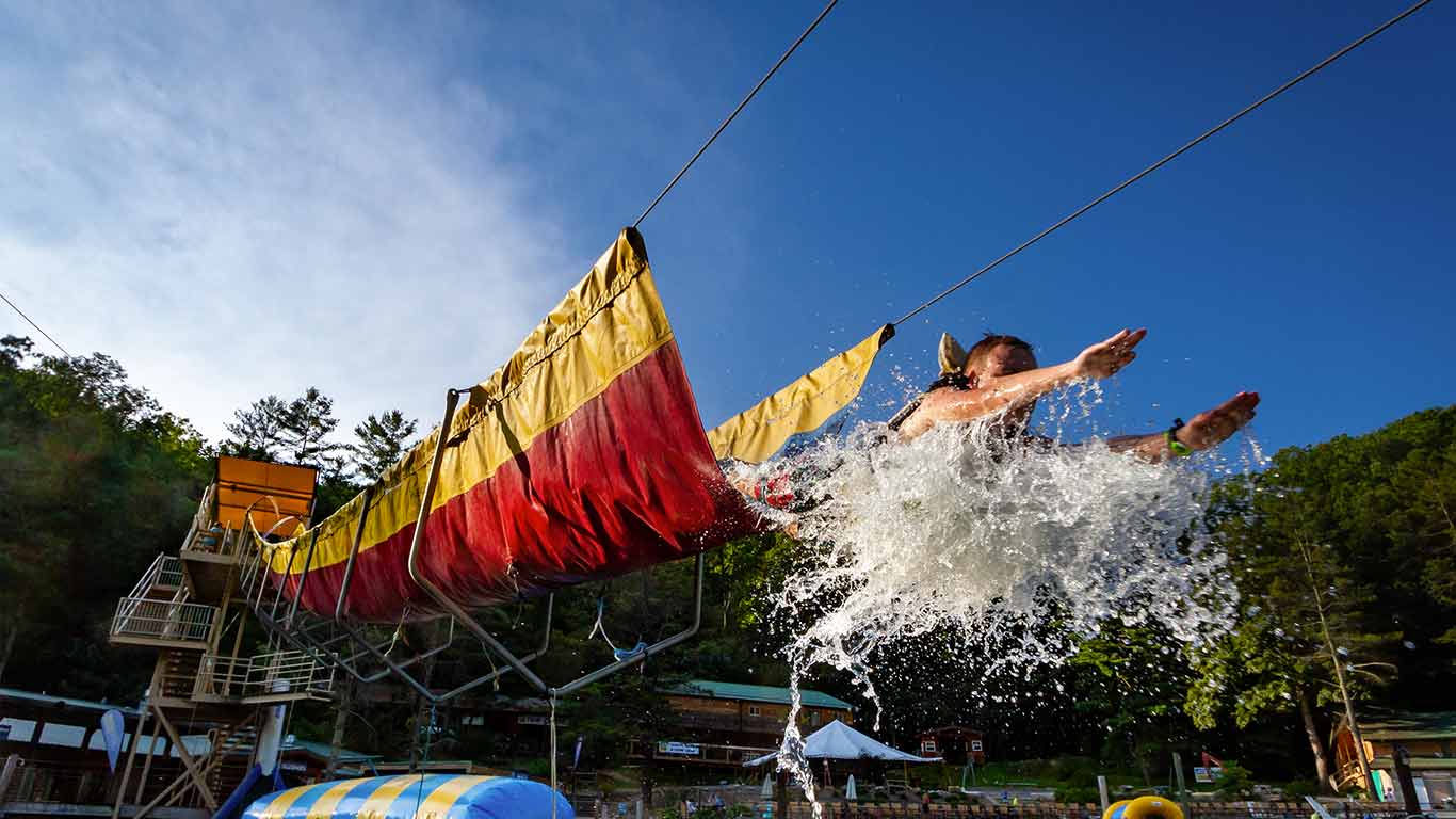 Guest enjoying the waterpark slide