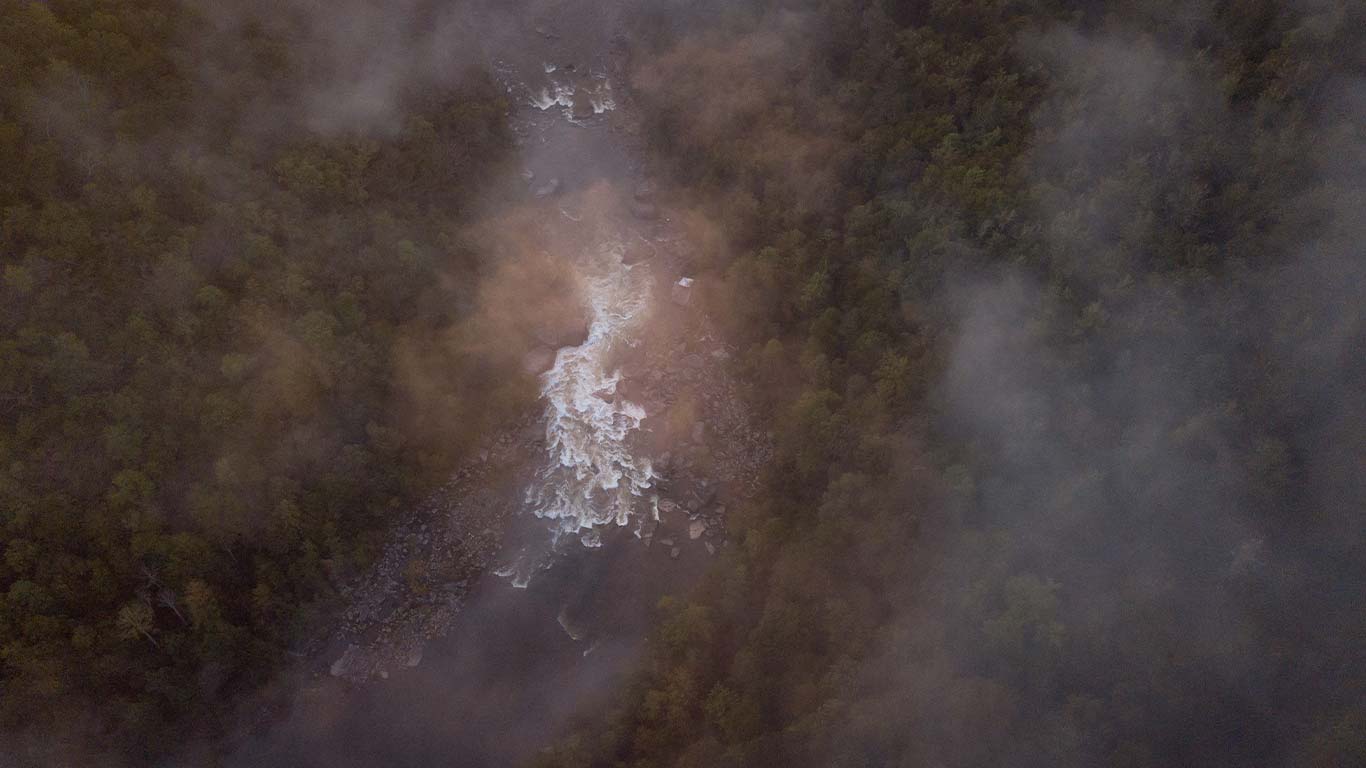 Drone shot of the Upper Gauley