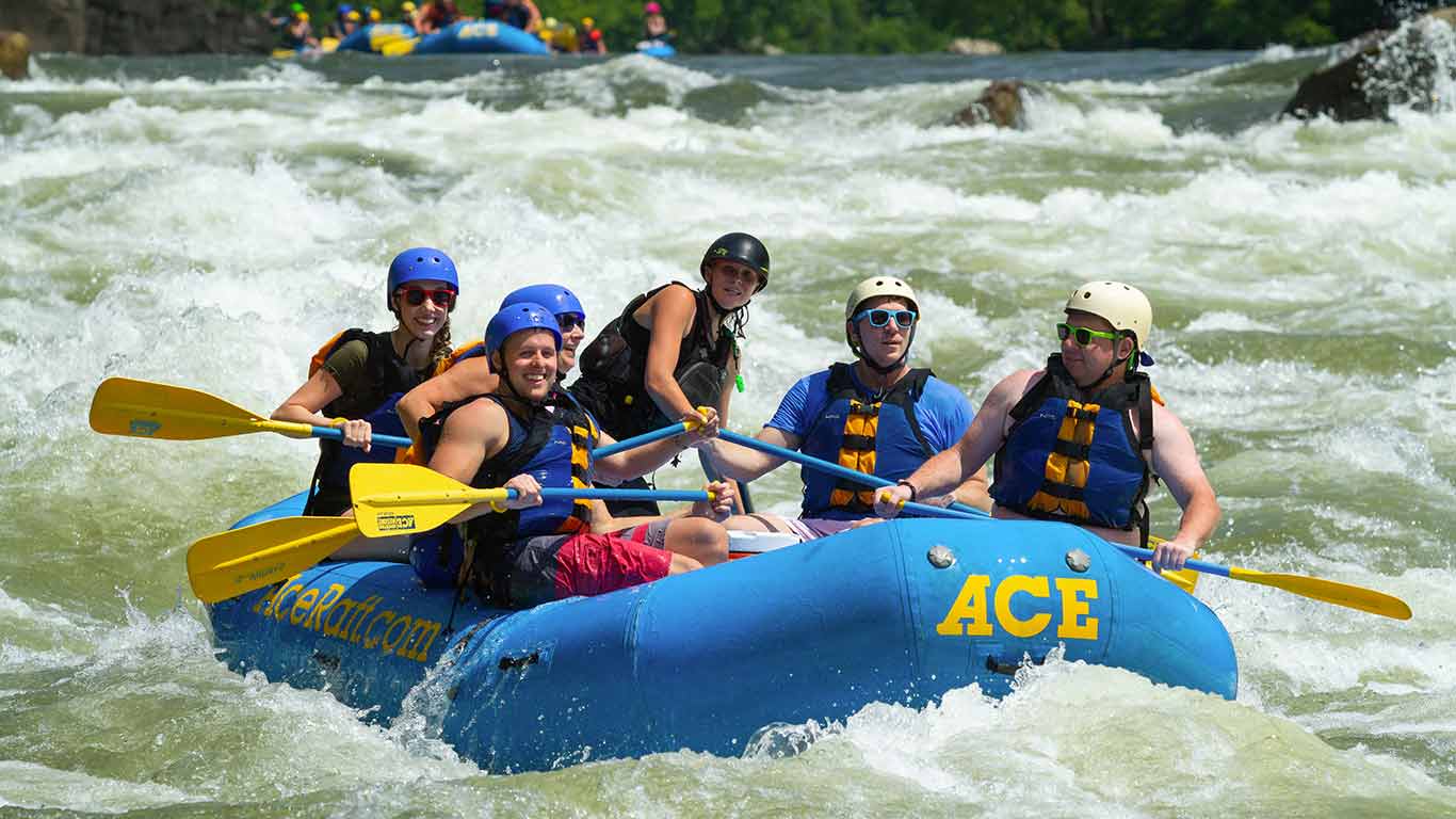 Guests on a raft trip