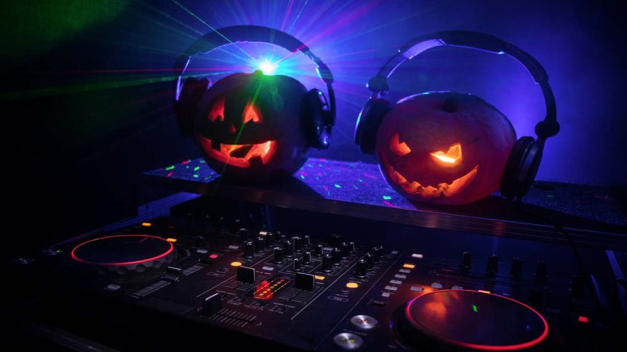 two pumpkins at DJ party