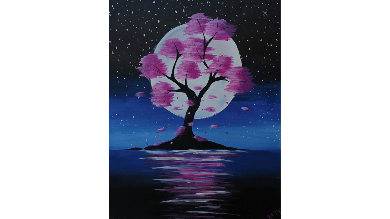 Painting of a cherry blossom tree