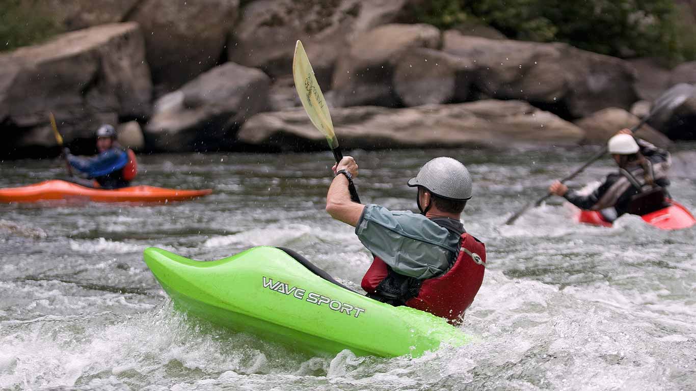 Kayaker participating at race