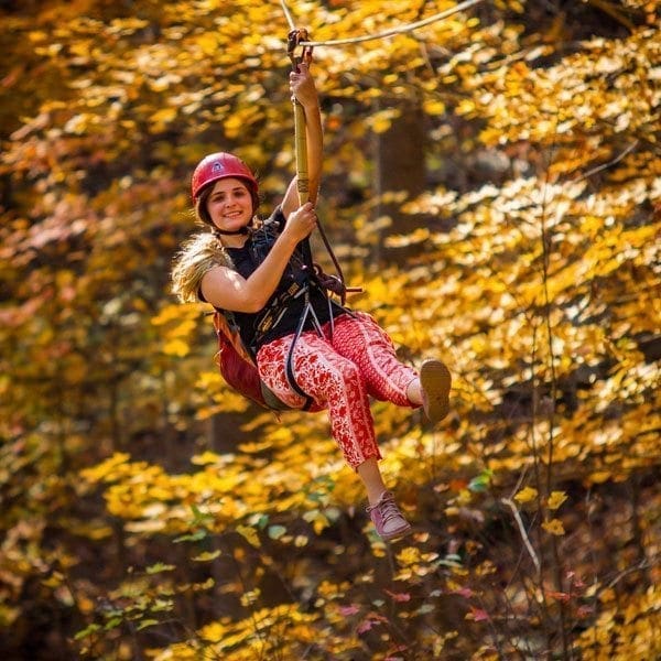 Zip lining in Southern West Virginia in the Fall