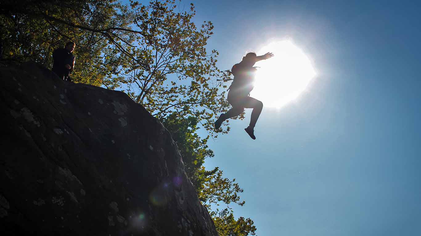 Guest jumping off Jump Rock