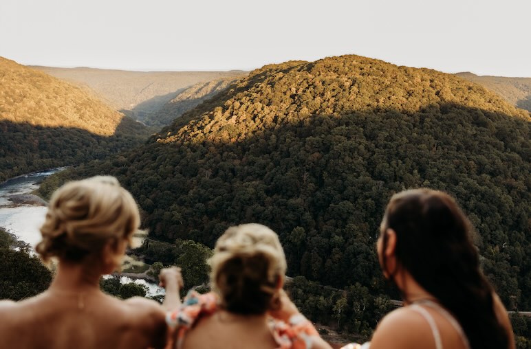 Wedding Party Looking Out Into the New River Gorge