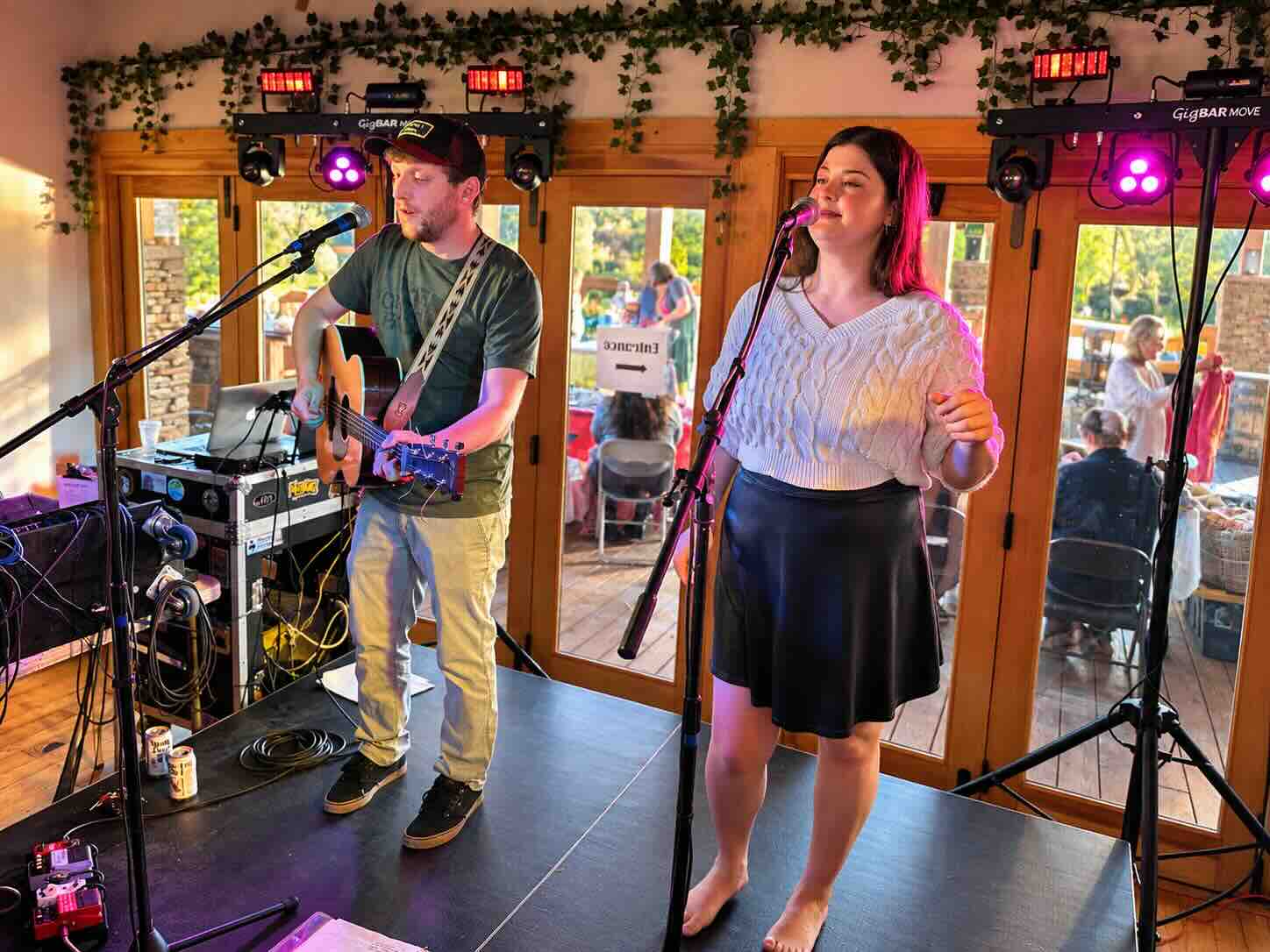 whiskey and wine performing inside the lost paddle at ace adventure resort